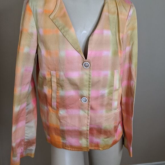 PIAZZA sempione - pastel watercolor blazer suit jacket two buttons and pockets - Picture 2 of 12